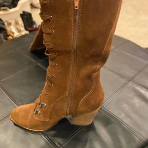 Chinese Laundry, brown suede lace up boot, with side zipper